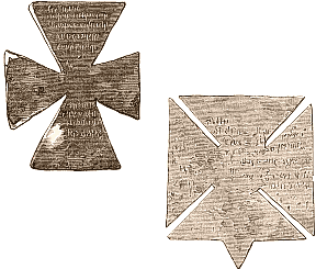 Croix d'absolution des onzième et douzième siècles, trouvées, en 1857, à Bouteilles, entre Dieppe et Arques