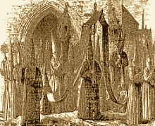 Pénitents de Limoges (costumes exposés en 1874 dans le Musée historique du costume). Dessin de Sellier