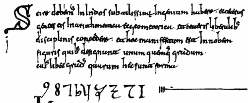Premiers chiffres arabes connus en Occident (Codex Vigilianus de 976)