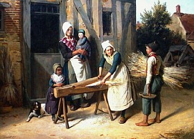 Paysans préparant le chanvre. Peinture de Pierre Duval le Camus Paysans préparant le chanvre. Peinture de Pierre Duval le Camus
