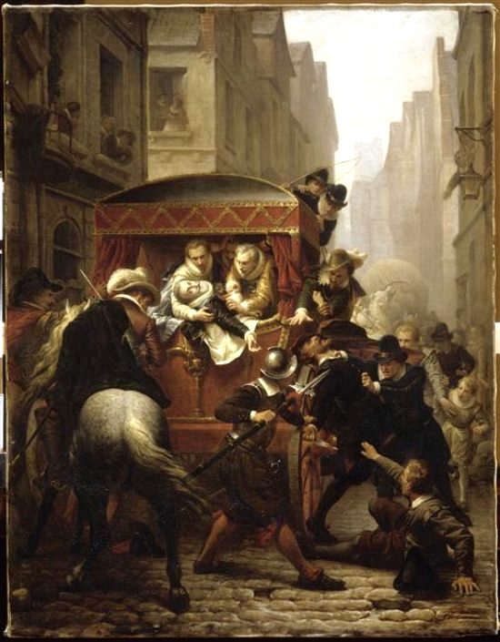 Assassinat du roi Henri IV. Peinture de Charles-Gustave Housez (1860)