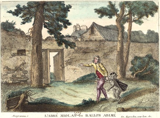 L'Abbé Miolan ou Ballon abimé. Caricature parue en 1784