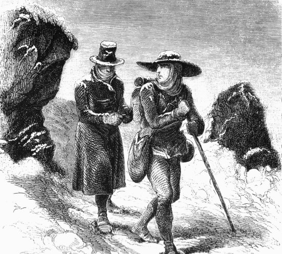 Balmat et Paccard lors de leur tentative d'ascension du Mont-Blanc