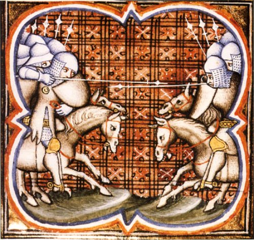 Bataille de Muret d'après une enluminure des Grandes Chroniques de France (XIVe siècle) Bataille de Muret d'après une enluminure des Grandes Chroniques de France (XIVe siècle)