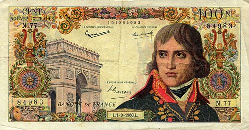 Billet de 100 francs de 1960 à l'effigie de Napoléon
