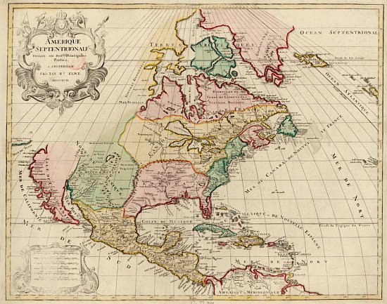L'Amérique septentrionale divisée en ses principales parties. Carte de 1792