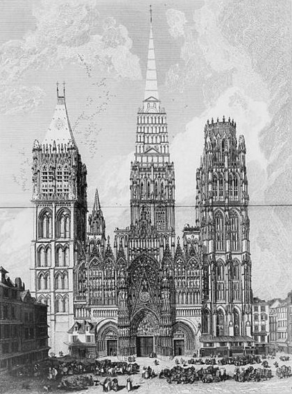 La cathédrale de Rouen. Gravure du XIXe siècle