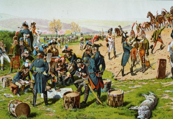 Custine en Alsace, en 1793. Conseil de guerre dans les lignes de Wissembourg. Illustration de Frédéric Regamey (1905)