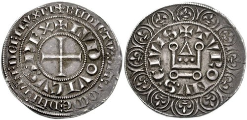 Gros tournois : monnaie d'argent créée par saint Louis lors de sa réforme monétaire (1260)