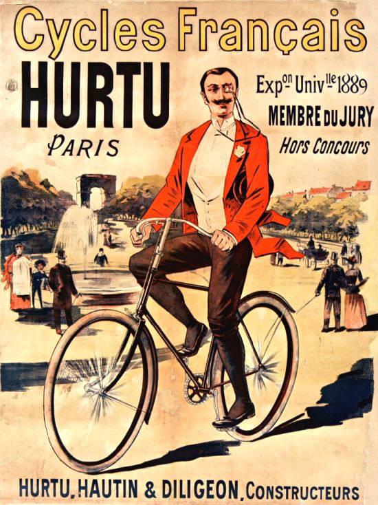 Affiche publicitaire de 1890 pour les cycles Hurtu