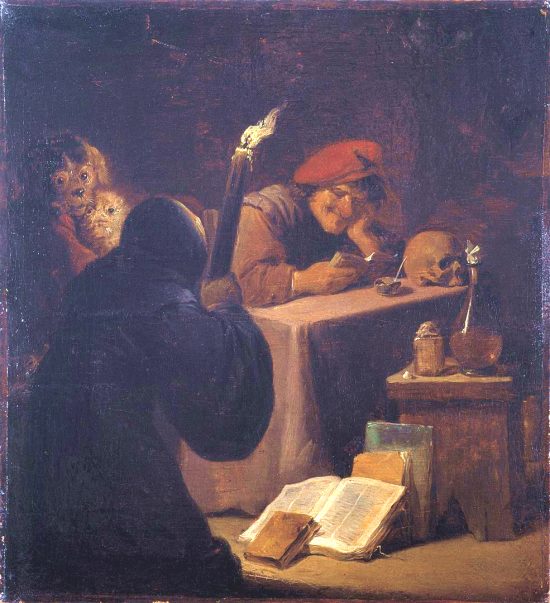 L'évocation ou la lecture diabolique. Peinture de David Teniers dit le Jeune (1610-1690)