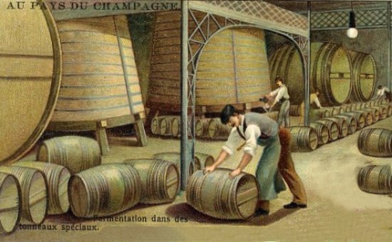 La fermentation du champagne s'effectue dans des tonneaux spéciaux