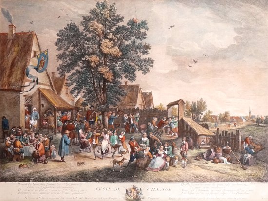Fête du village. Gravure de Jean-Philippe Le Bas, d'après la peinture de David Teniers le Jeune