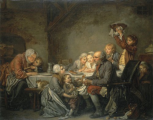 Le Gâteau des Rois. Peinture de Jean-Baptiste Greuze (1774)
