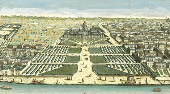 Vue Perspective de l'Hôtel royal des Invalides à Paris en 1770