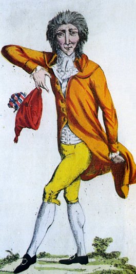 Un jacobin brandissant le bonnet rouge en 1792