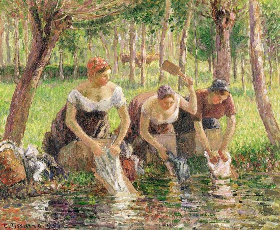 Les Lavandières. Peinture de Camille Pissarro (1895)