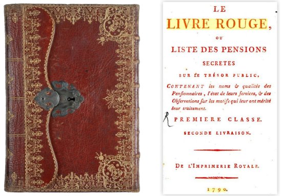 A gauche, reliure originale du Livre rouge. A droite, édition publique de 1790