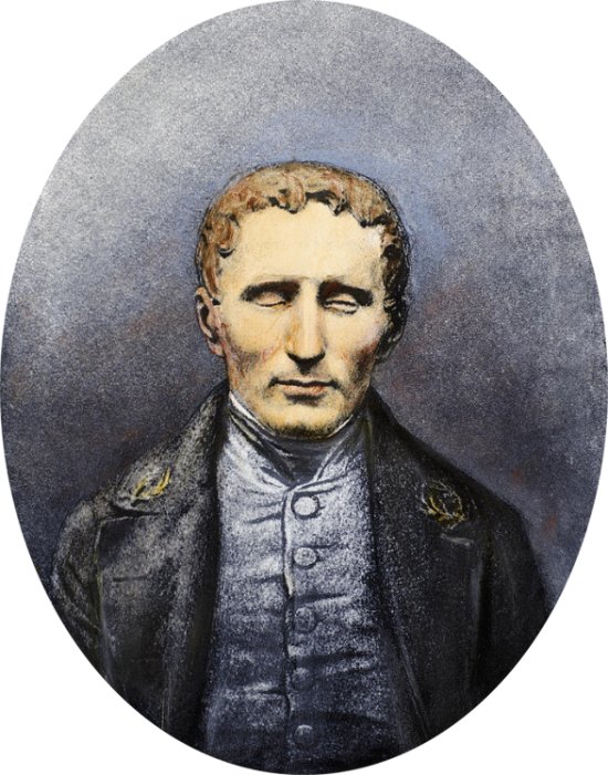 Lithographie réalisée d'après un daguerréotype effectué lors du décès de Louis Braille