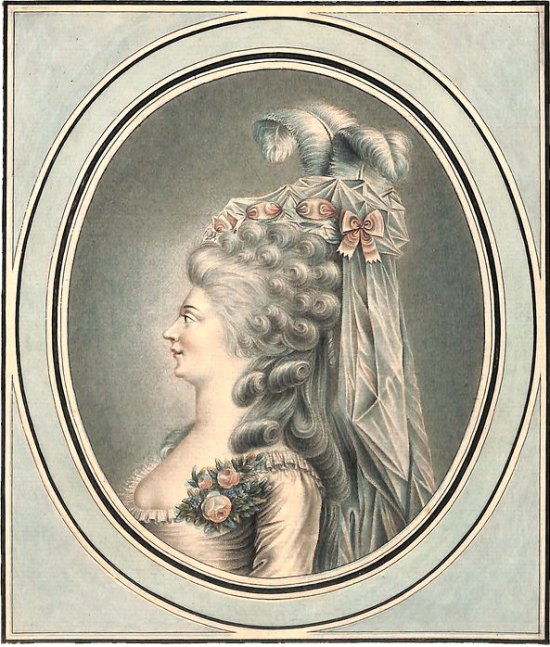 Louise Contat dans le rôle de Suzanne (Le Mariage de Figaro). Gravure de Coutellier publiée en 1781