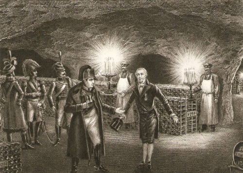 Napoléon rendant visite à J. Moët, maire d'Epernay, en juillet 1807