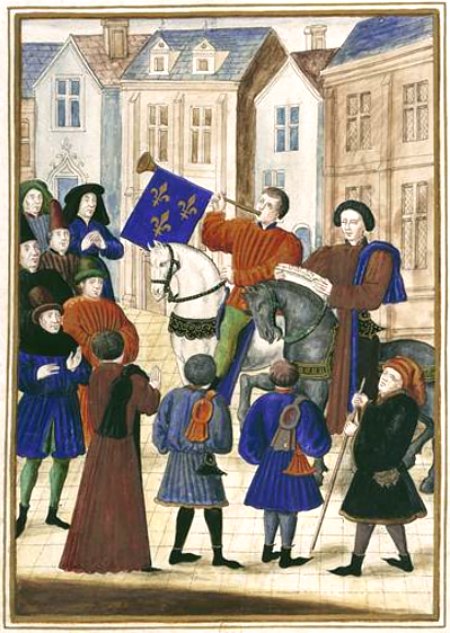 Proclamation de la Paix d'Arras le 2 octobre 1435, après la signature du traité le 18 septembre. D'après une miniature des Chroniques d'Enguerrand de Monstrelet