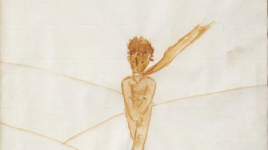 Cette aquarelle monochrome illustre la page 87 du manuscrit original du Petit Prince