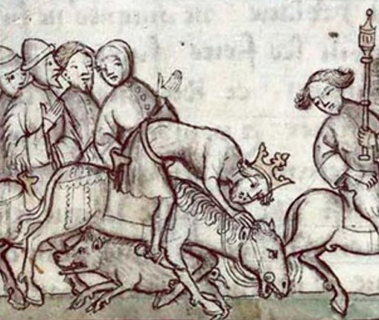 Philippe, fils du roi Louis VI, chute de cheval à cause d'un cochon