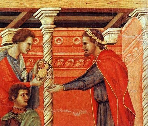 Pilate se lave les mains (par Duccio di Buoninsegna)