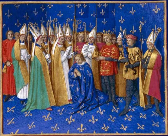 Enluminure extraite des Grandes Chroniques de France, par Jean Fouquet (vers 1460)