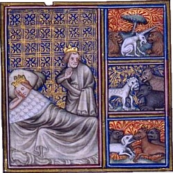 Vision de Childéric Ier, d'après les Grandes Chroniques de France (XIVe siècle)