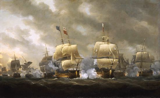 La bataille de la baie de Quiberon. Peinture de Nicholas Pocock (1812)