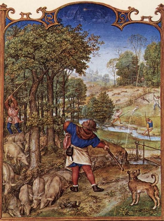 Mois de novembre. Enluminure extraite du Bréviaire dit de Grimani, réalisé en Flandres entre 1510 et 1520