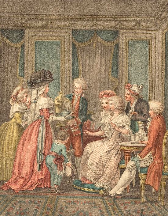 Les Présents du Jour de l'An. Estampe de Louis-Marin Bonnet (1792) d'après une oeuvre de Jean-Baptiste Huët