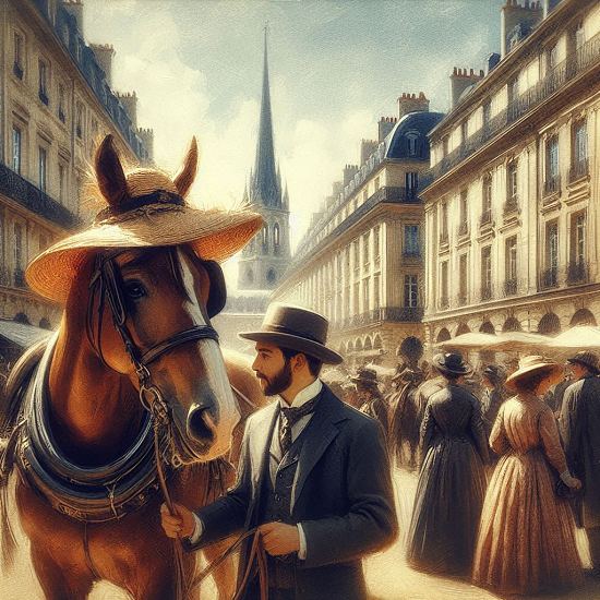 L'été 1899 vit l'apparition du chapeau pour cheval à Paris