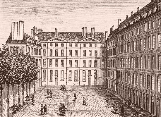 Cour du collège du Plessis-Sorbonne (1656), collège de l'ancienne Université de Paris (les bâtiments de ce collège furent détruits en 1864)