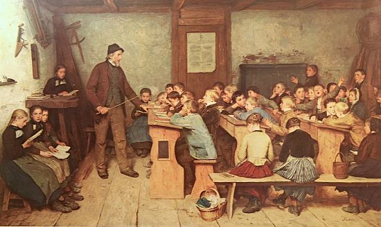 L'école du village. Peinture d'Albert Anker (1896)