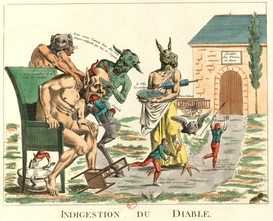 Indigestion du diable. Estampe allégorique et satirique de 1793
