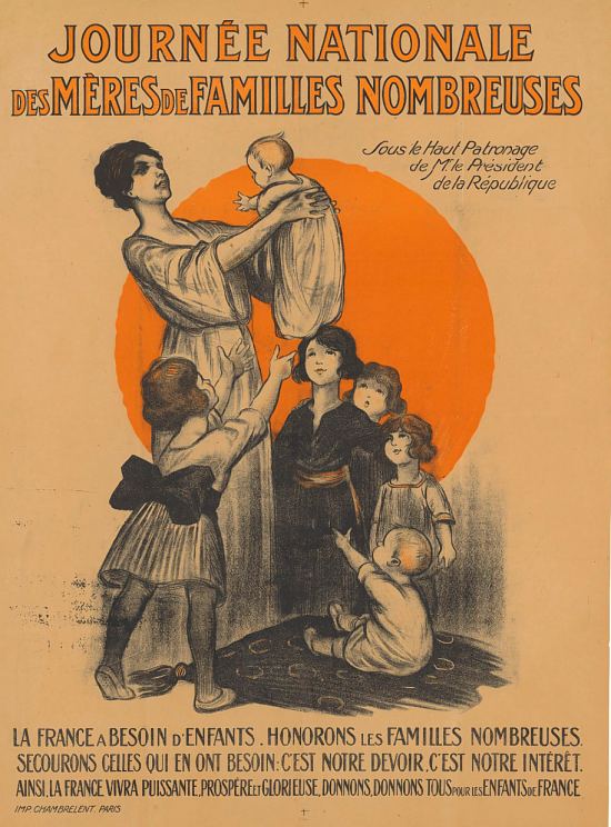 Journée nationale des mères de familles nombreuses. Affiche de 1918