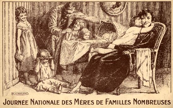 Journée nationale des mères de familles nombreuses. Carte de 1920