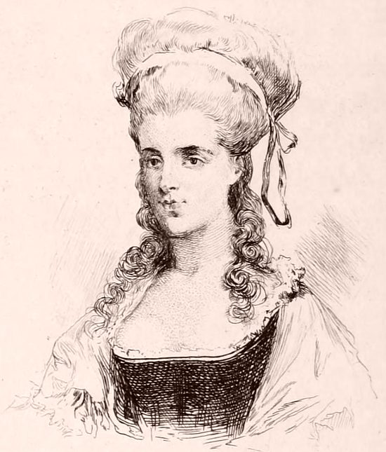 Mademoiselle Gaussin. Gravure publiée dans Acteurs et actrices du temps passé. La Comédie Française 1ère série (par Charles Gueullette) paru en 1881