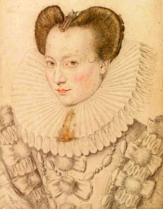Antoinette de Pons, marquise de Guercheville, en 1578. Dessin de François Quesnel (Henri IV n'était pas encore roi à l'époque où ce portrait fut réalisé)