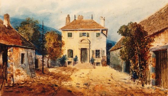 Habitation d'Alphonse de Lamartine à Milly. Dessin du marquis de Courval (1826)