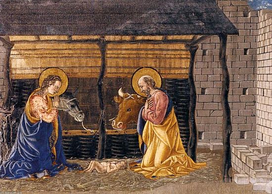 Nativité et adoration des mages. Détail de la peinture de Giovanni di Francesco (1457)