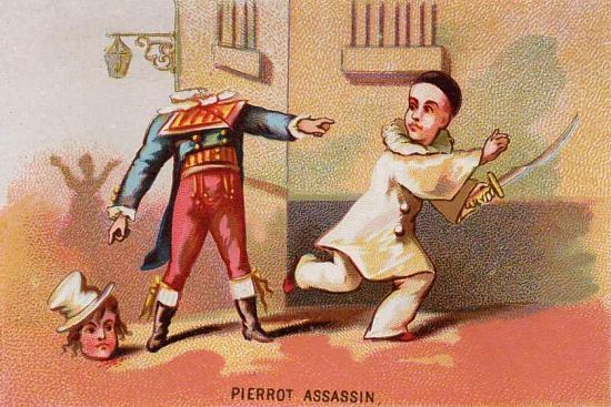 Pierrot assassin. Chromolithographie de 1875