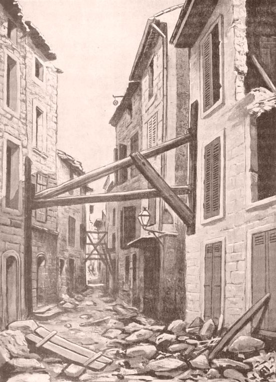 Une rue de Saint-Cannat après le tremblement de terre