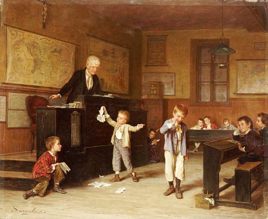 La salle de classe. Peinture d'André-Henri Dargelas (1828-1906)