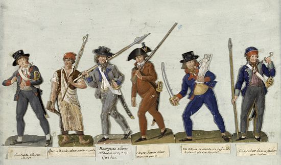 Sans-culottes en armes. Dessin de Jean-Baptiste Lesueur (vers 1793-1794)