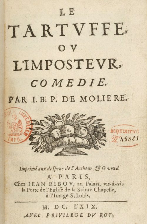Page de titre de la première édition du Tartuffe de Molière (1669)