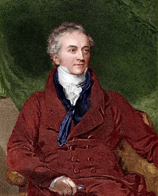 Thomas Young (1773-1829). Gravure (colorisée ultérieurement) réalisée d'après une peinture de Thomas Lawrence (1769-1830)